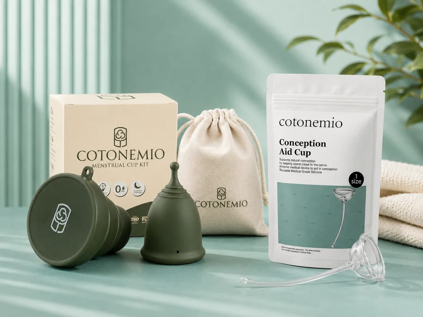 Cotonemio menstrual cup on a natural surface